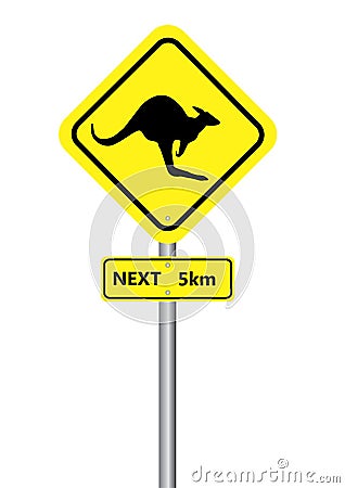 A yellow Kangaroo sign on a white background Vector Illustration