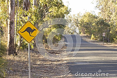 Kangaroo signal on the rural road Perth Australia nice Stock Photo