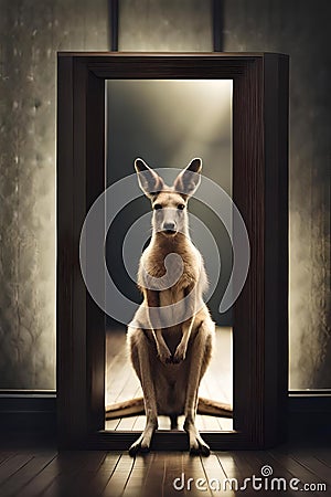 Kangaroo standing in a doorway Stock Photo