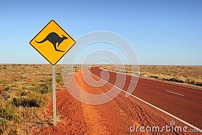 Kangaroo traffic sign Stock Photo