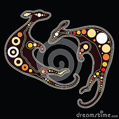 Kangaroo vector, Aboriginal art kangaroo Vector Illustration