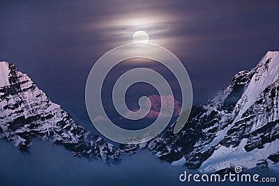 Kangchenjunga mount: Majestic Third-Highest Peak at 8586m, Full Stock Photo