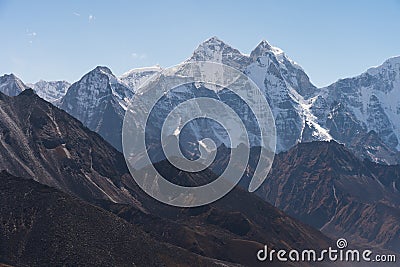 Kangtega mountain peak view from Dingboche view point, Everest region, Nepal Stock Photo