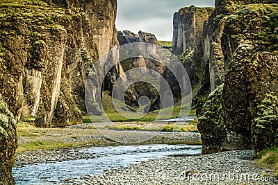 Kanion islandia Kanion fjadrargljufur, Islandia Stock Photo