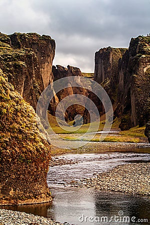 Kanion islandia Kanion fjadrargljufur, Islandia Stock Photo