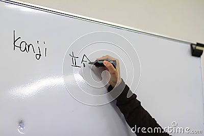 Kanji on Whiteboard Stock Photo