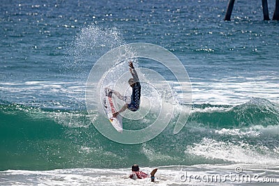 Kanoa Igarashi competing at the US Open of Surfing 2018competing at the US Open of Surfing 2018 Editorial Stock Photo