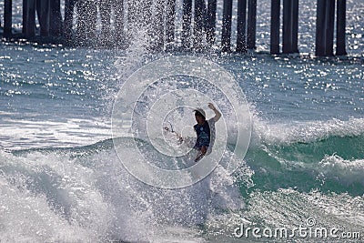 Kanoa Igarashi surfing in the Vans US Open of Surfing 2018 Editorial Stock Photo