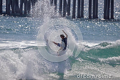 Kanoa Igarashi surfing in the Vans US Open of Surfing 2018 Editorial Stock Photo
