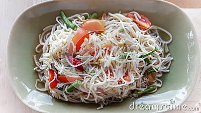 Kanom jeen salad. Somtam kanom jeen.Thai food. Stock Photo