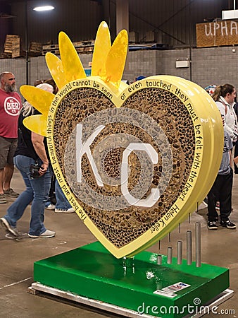 Kansas City KC Heart - Rock Sunflower Theme Editorial Stock Photo