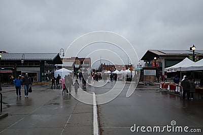 Kansas City River Market on Dark Winter Day Editorial Stock Photo