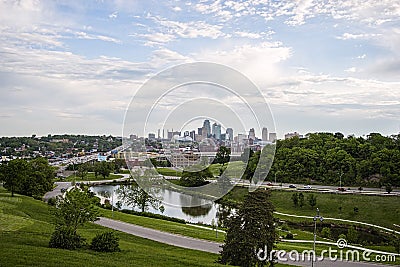 Kansas city Missouri skyline,Union Station,buildings, Editorial Stock Photo