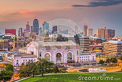 Kansas City, Missouri, USA downtown skyline with Union Station Stock Photo