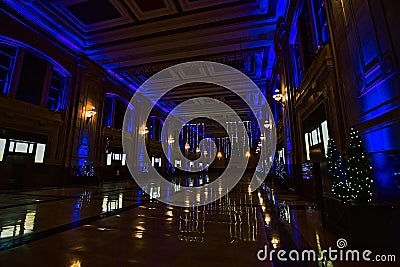 Kansas city MO union station interior section and clock with ornate detail Stock Photo
