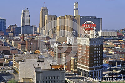 Kansas City skyline from Crown Center, MO Editorial Stock Photo