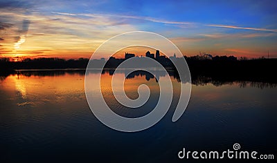 Kansas City Skyline at Sunrise Panoramic Stock Photo