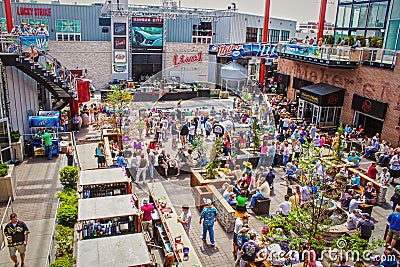 Kansas City USA Before Buffet concert party from above with Power and Light space filled with people in Parrothead Editorial Stock Photo