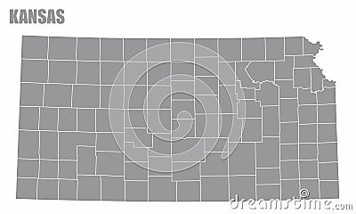 Kansas County Map Vector Illustration