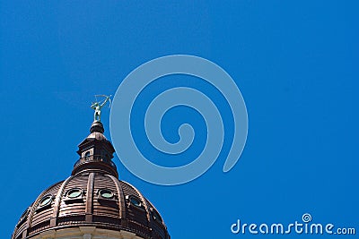 Kansas State Capitol Building Dome and Statue Stock Photo