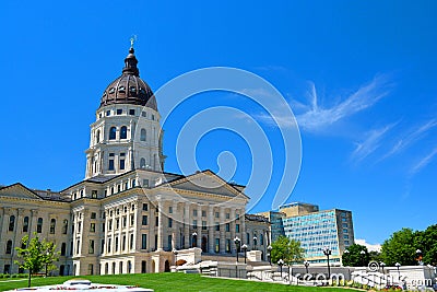 Kansas State Capitol Building on a Sunny Day Stock Photo