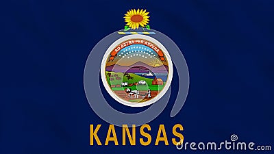 Kansas State - USA - Crumpled Fabric Flag Intro. Stock Photo