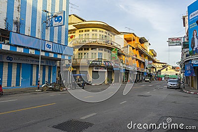 Kantang road in city center of Trang Editorial Stock Photo