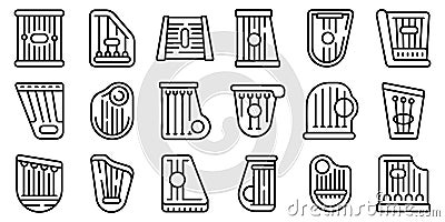 Kantele icons set outline vector. Music acoustic Vector Illustration