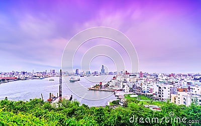 Kaohsiung Harbor at twilight Stock Photo