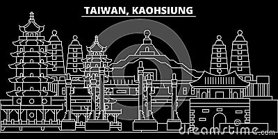 Kaohsiung silhouette skyline. Taiwan - Kaohsiung vector city, taiwanese linear architecture. Kaohsiung line travel Vector Illustration