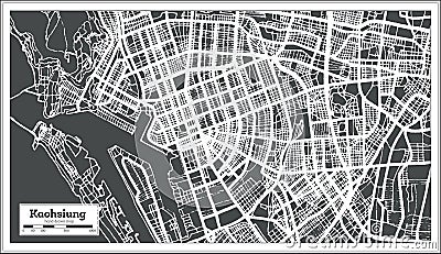 Kaohsiung Taiwan City Map in Retro Style. Outline Map Stock Photo