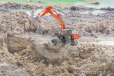 Kaolin quarry at Tavria steppe Editorial Stock Photo