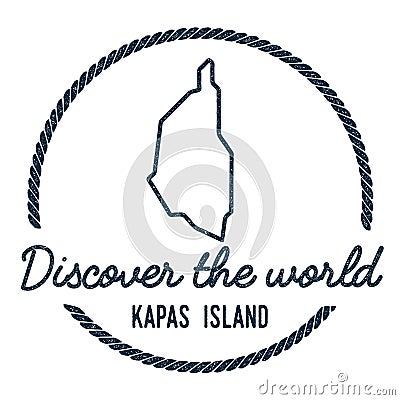 Kapas Island Map Outline. Vintage Discover the. Vector Illustration