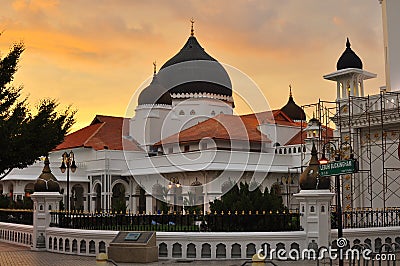 The Kapitan Keling Mosque during sunset Stock Photo