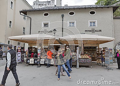 Kapitelplatz square in the Old Town of Salzburg, Austria. Editorial Stock Photo