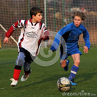 Kaposvar - Pecs U13 soccer game Editorial Stock Photo