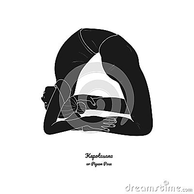 Kapotasana or Pigeon Pose. Vector Vector Illustration