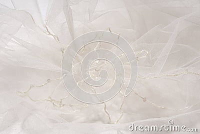 kapron material, transparent fabric, bridal veil textile, beautiful creative background, white bridal veil Stock Photo