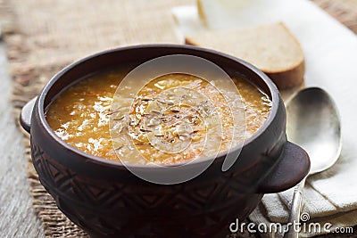 Kapustnyak - traditional Ukrainian winter soup with sauerkraut Stock Photo