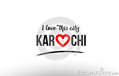 karachi city name love heart visit tourism logo icon design Stock Photo