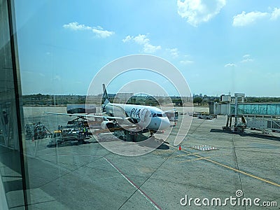 Pakistan International Airline at Karachi International Airport Editorial Stock Photo