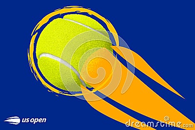 US Open ball at Le Stade Roland Garros in Paris, France. Cartoon Illustration