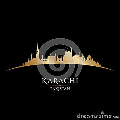 Karachi Pakistan city skyline silhouette black background Vector Illustration