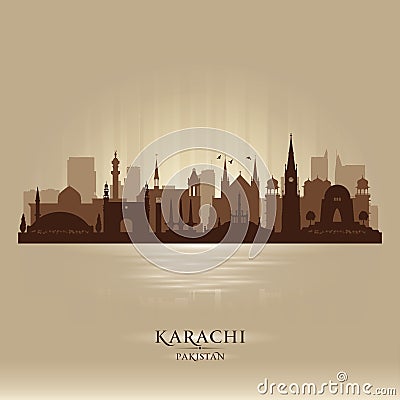 Karachi Pakistan city skyline vector silhouette Vector Illustration