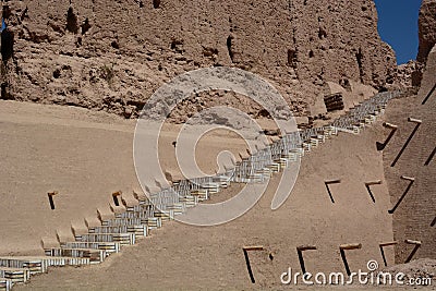 The stairway. Kyzyl Kala Fortress, Ancient Khorezm. Karakalpakstan. Uzbekistan Stock Photo
