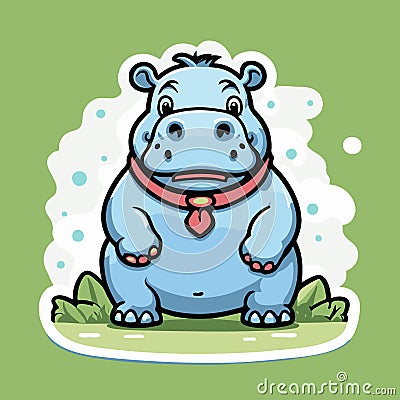 vector cute hippo character with sticker style Vector Illustration