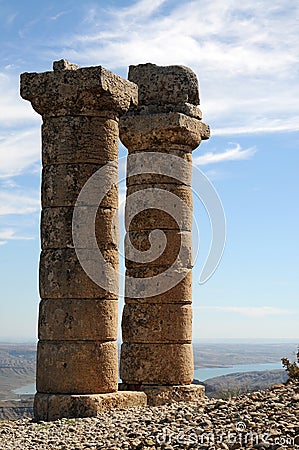 Karakus tumulus in area of Nemrut Dagi, east anatolia Stock Photo