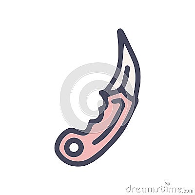 karambit knife color vector doodle simple icon Vector Illustration