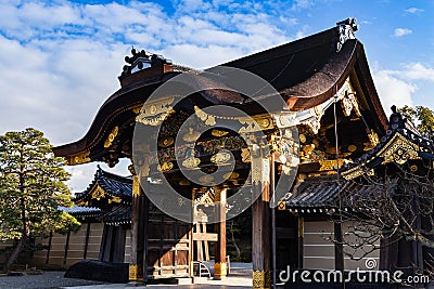 The Karamon gate at the entrance of Ninomaru Palace in Nijojo Castle Kyoto, Japan Stock Photo