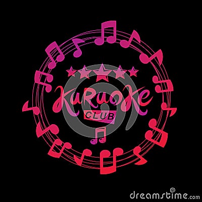 Karaoke club vector background composed with circular musical no Vector Illustration